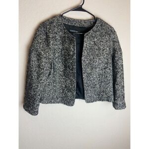 Lafayette 148 NY Womens Boucle Tweed Blazer Jacket Black Size 10 Long Sleeve